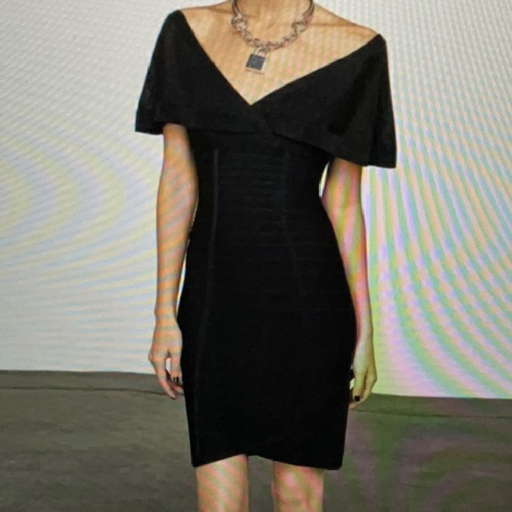 NWT HERVE LEGER Black Cocktail Dress